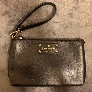 Black Kate Spade wristlet with gold accents